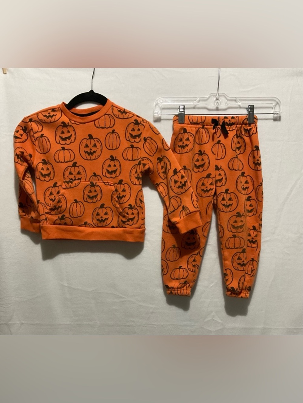 wonder nation Orange & Black Jack-O'-Lantern Sweatshirt and Jogger Set